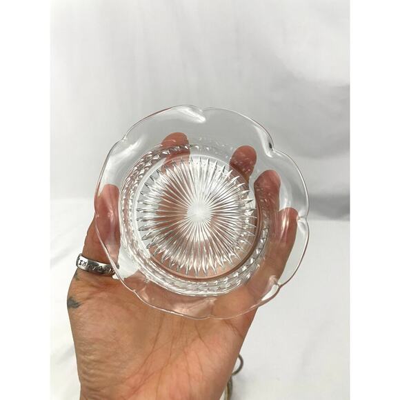 VTG Etched Cut Glass Candy Dish Small Basket Holder Sterling J44 - Picture 4 of 15